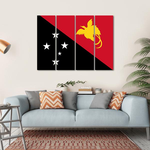 Flag Of Papua New Guinea Canvas Wall Art-4 Horizontal-Gallery Wrap-34" x 24"-Tiaracle