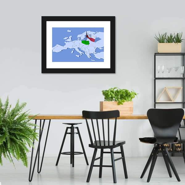 Flag Of Poland Panoramic Canvas Wall Art-1 Piece-36" x 12"-Tiaracle