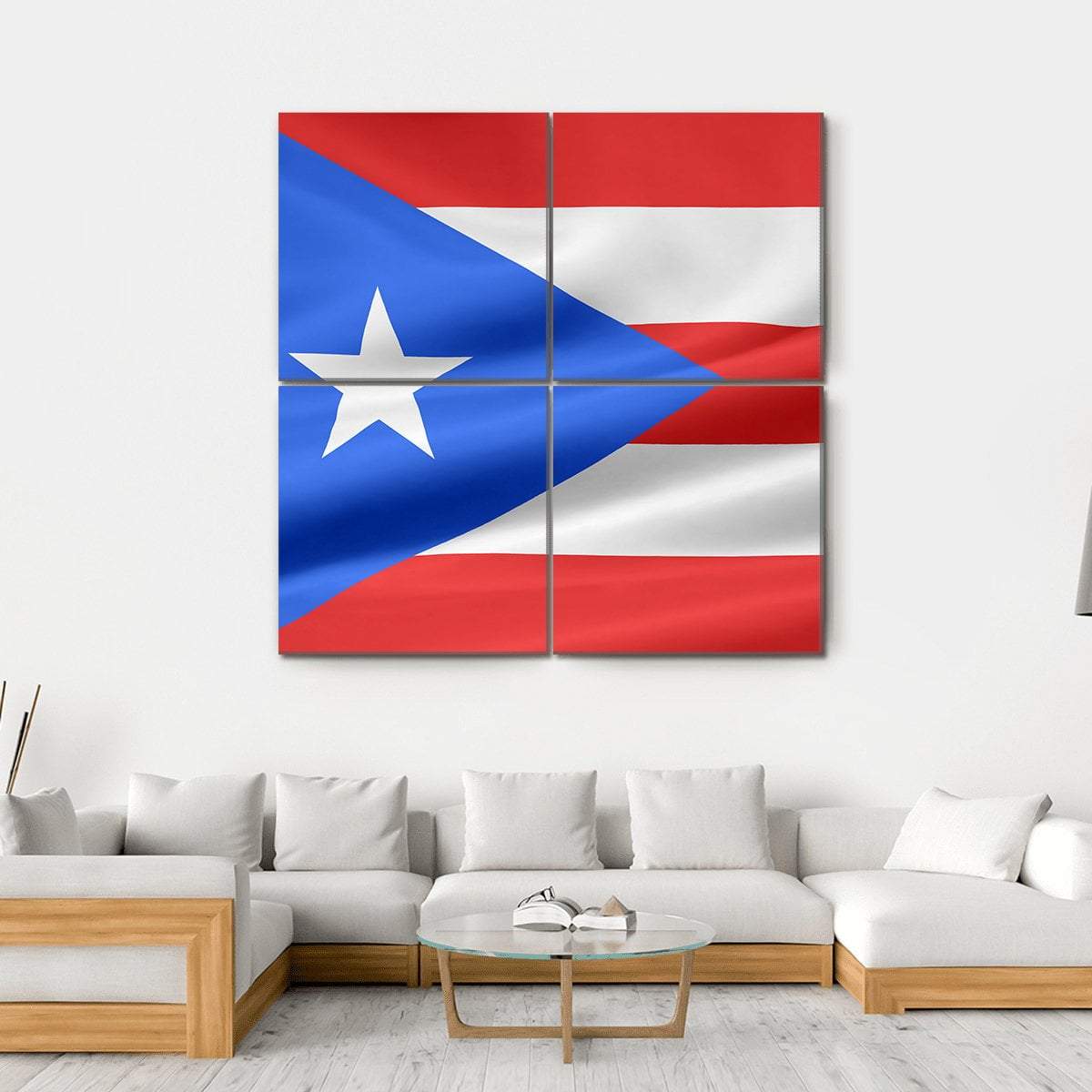 Flag Of Puerto Rico Canvas Wall Art-4 Square-Gallery Wrap-17" x 17"-Tiaracle