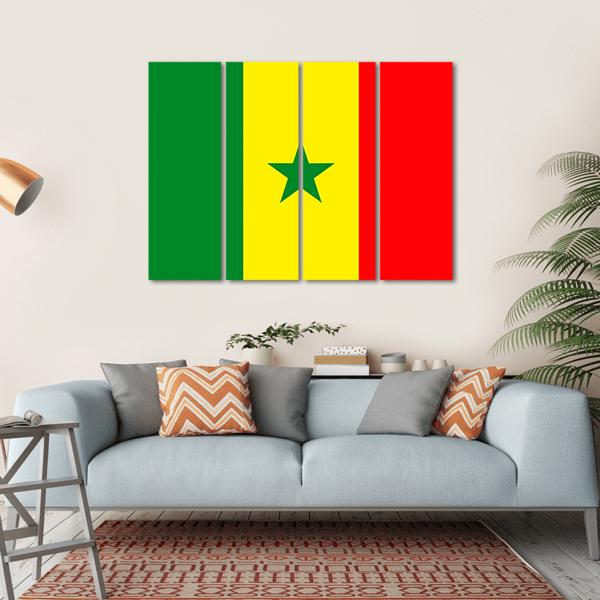 Flag Of Senegal Canvas Wall Art-4 Horizontal-Gallery Wrap-34" x 24"-Tiaracle