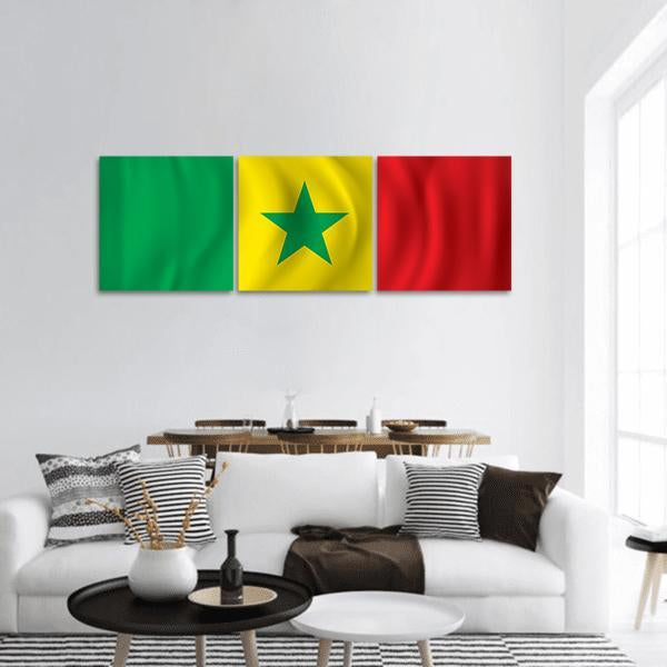 Flag Of Senegal Panoramic Canvas Wall Art-3 Piece-25" x 08"-Tiaracle