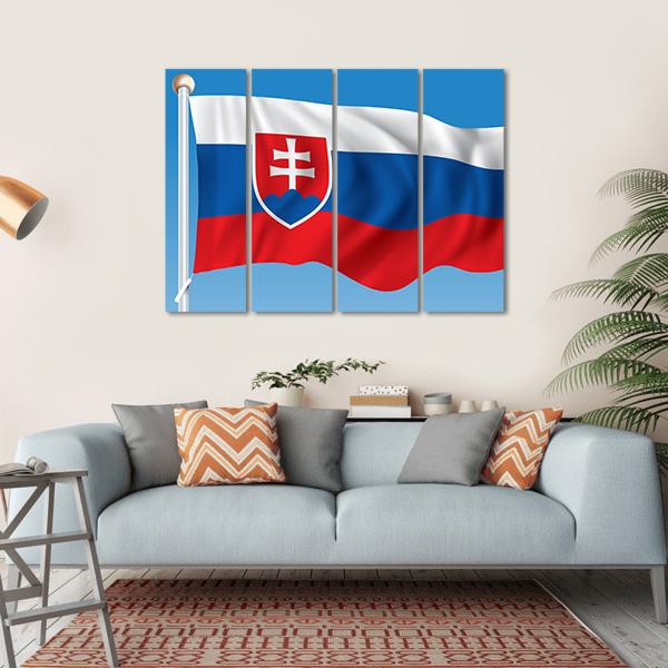 Flag Of Slovakia Canvas Wall Art-4 Horizontal-Gallery Wrap-34" x 24"-Tiaracle