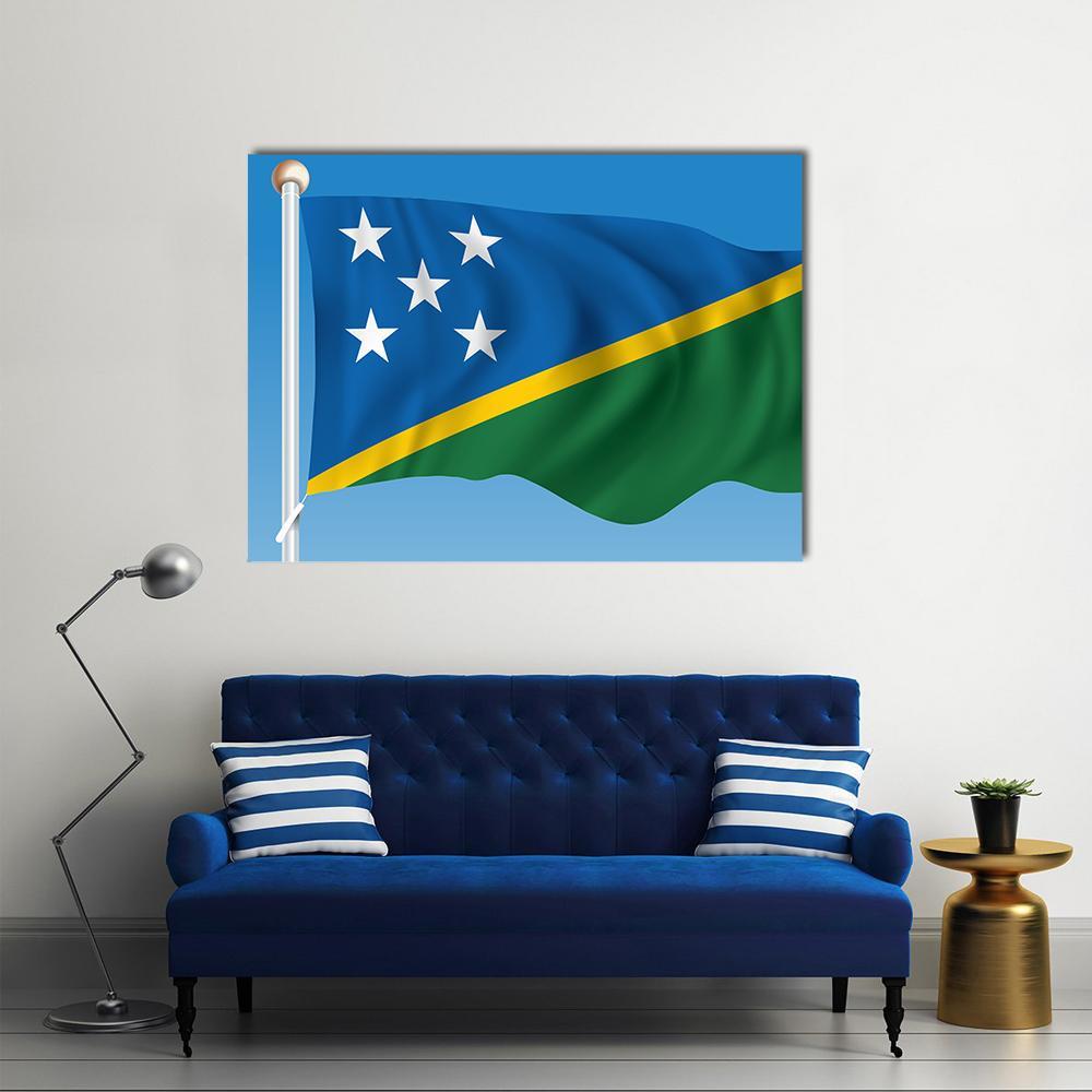 Flag Of Solomon Islands Canvas Wall Art-1 Piece-Gallery Wrap-36" x 24"-Tiaracle