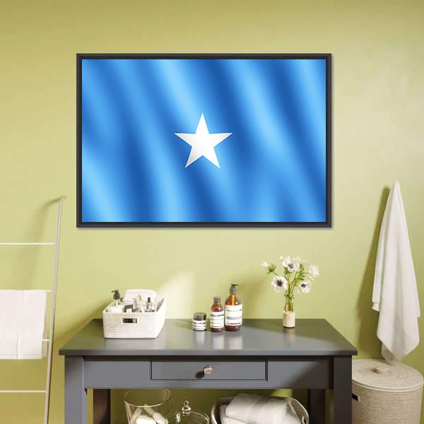 Flag Of Somalia Canvas Wall Art-1 Piece-Floating Frame-24" x 16"-Tiaracle