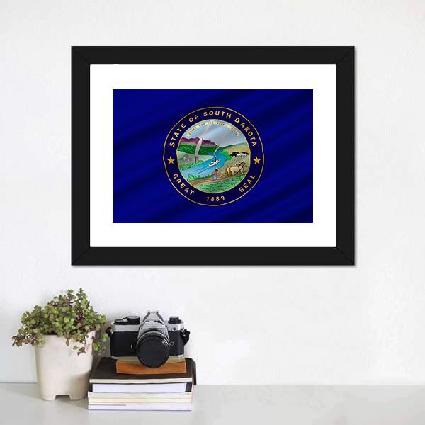 Flag Of South Dakota Canvas Wall Art-1 Piece-Framed Print-20" x 16"-Tiaracle