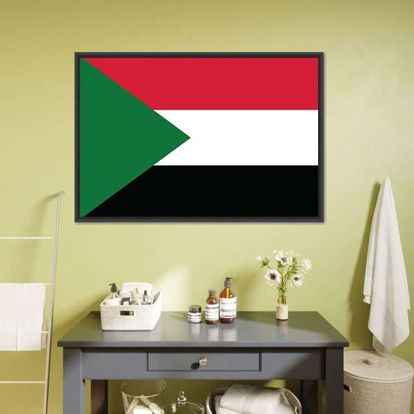 Flag Of Sudan Canvas Wall Art-1 Piece-Floating Frame-24" x 16"-Tiaracle