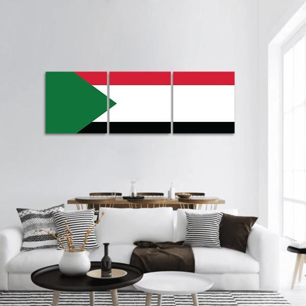 Flag Of Sudan Panoramic Canvas Wall Art-3 Piece-25" x 08"-Tiaracle