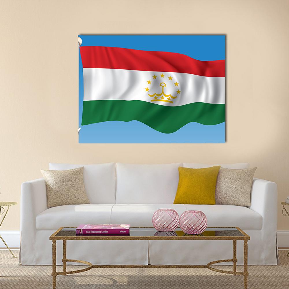 Flag Of Tajikistan Canvas Wall Art-1 Piece-Gallery Wrap-36" x 24"-Tiaracle