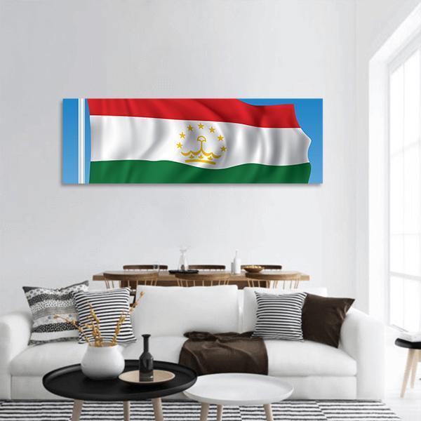 Flag Of Tajikistan Panoramic Canvas Wall Art-1 Piece-36" x 12"-Tiaracle