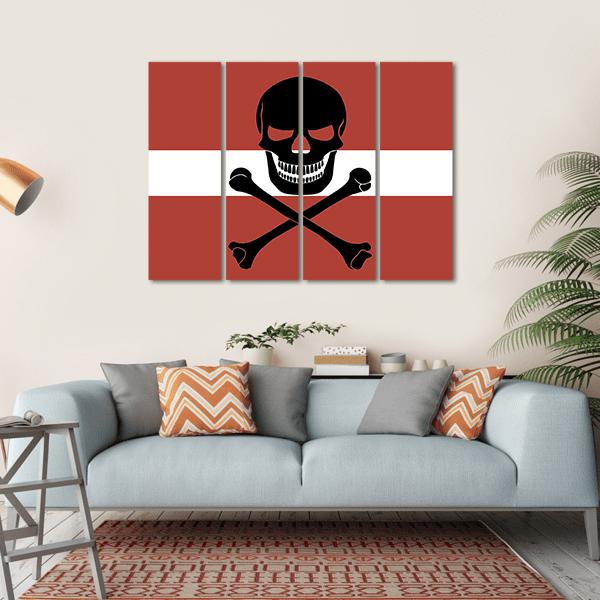 Flag Of The Latvia With Crossbones And Jolly Roger Canvas Wall Art-4 Horizontal-Gallery Wrap-34" x 24"-Tiaracle
