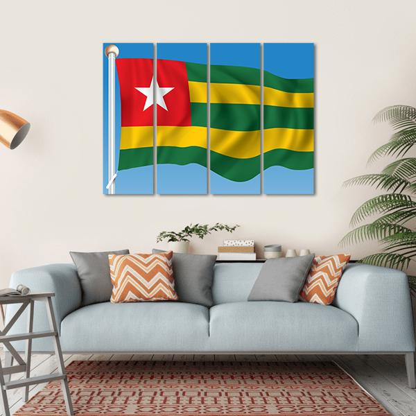 Flag Of Togo Canvas Wall Art-4 Horizontal-Gallery Wrap-34" x 24"-Tiaracle