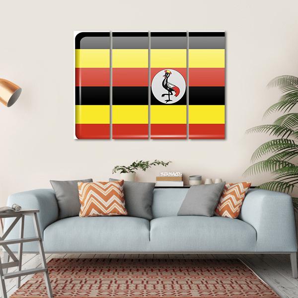 Flag Of Uganda Canvas Wall Art-4 Horizontal-Gallery Wrap-34" x 24"-Tiaracle