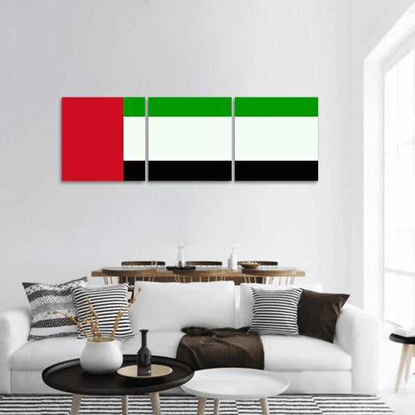 Flag Of United Arab Emirates Panoramic Canvas Wall Art-3 Piece-25" x 08"-Tiaracle