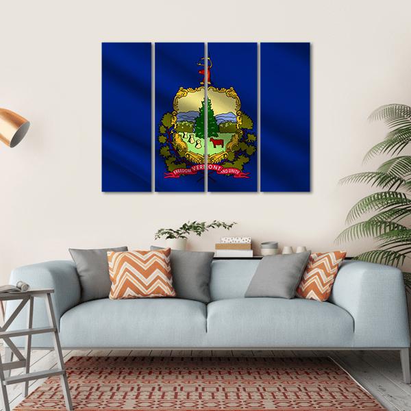 Flag Of Vermont Canvas Wall Art-4 Horizontal-Gallery Wrap-34" x 24"-Tiaracle