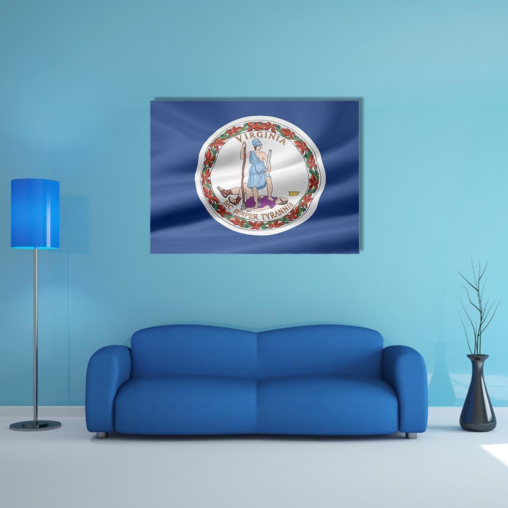Flag Of Virginia Canvas Wall Art-1 Piece-Gallery Wrap-48" x 32"-Tiaracle