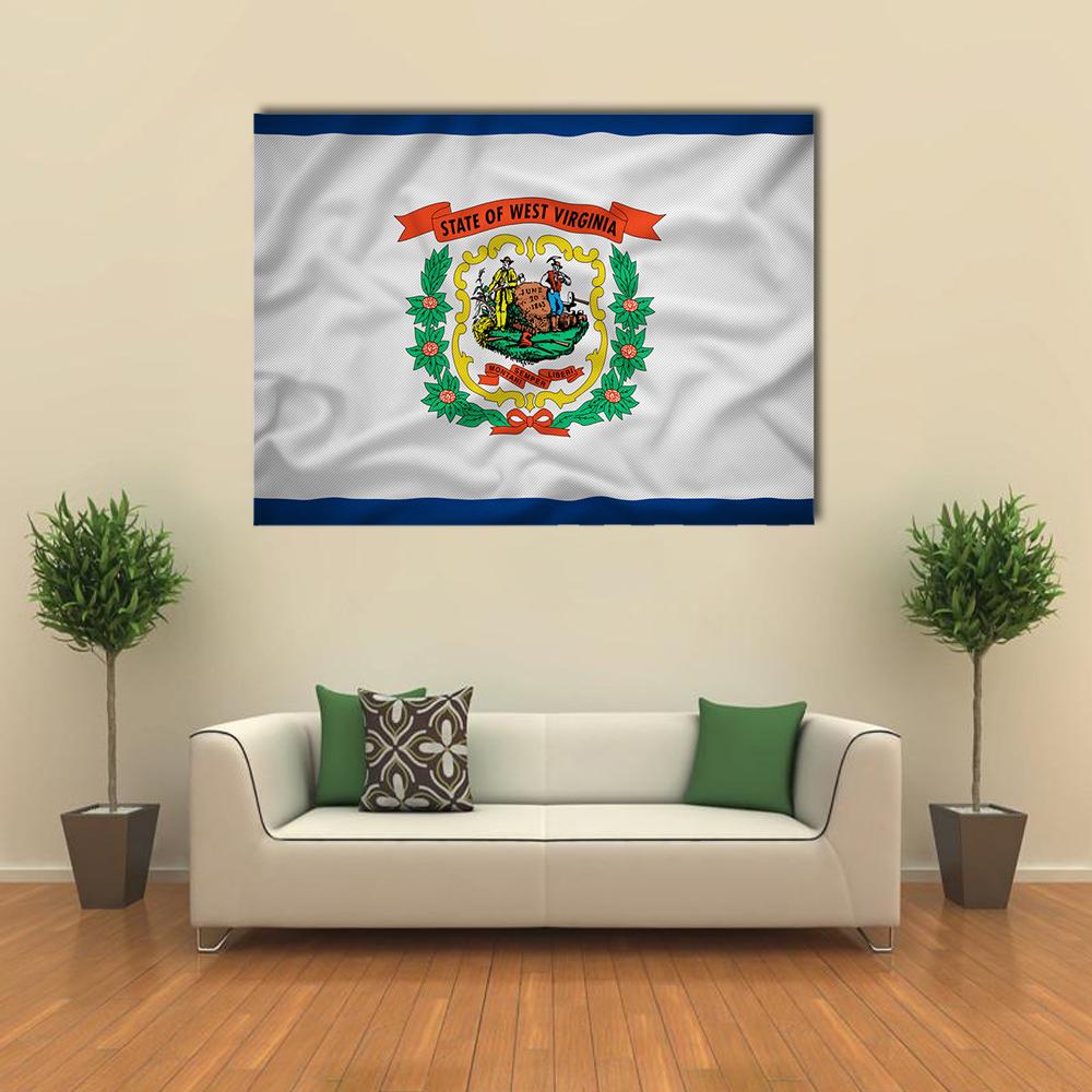 Flag Of West Virginia Canvas Wall Art-1 Piece-Gallery Wrap-24" x 16"-Tiaracle