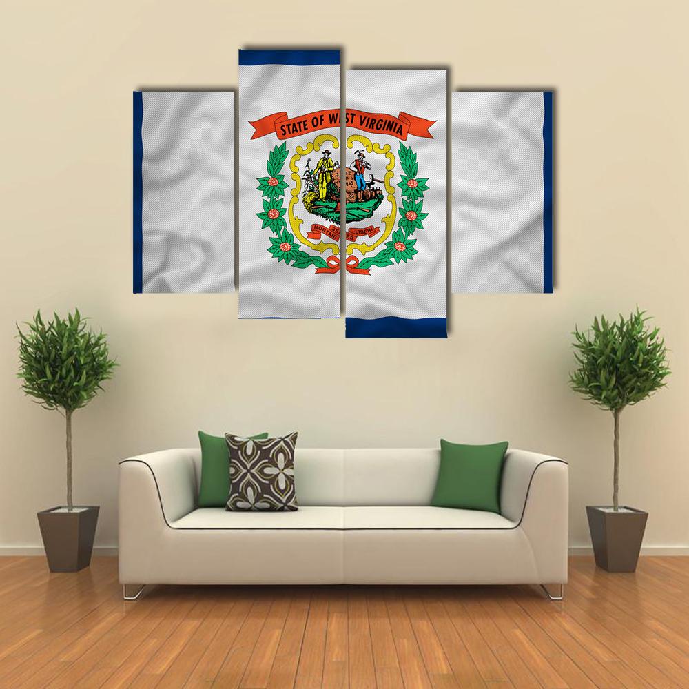 Flag Of West Virginia Canvas Wall Art-4 Pop-Gallery Wrap-34" x 20"-Tiaracle