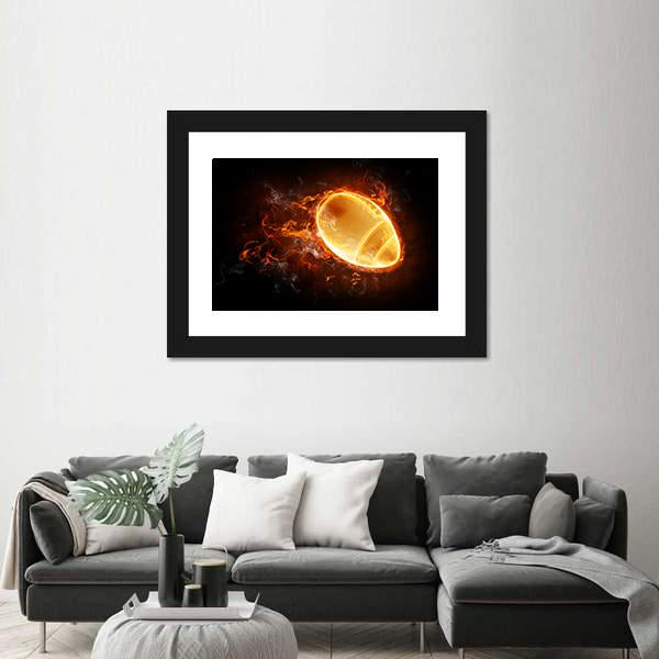 Flamy Football Canvas Wall Art-5 Horizontal-Gallery Wrap-22" x 12"-Tiaracle