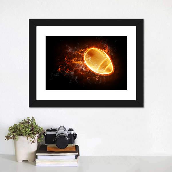Flamy Football Canvas Wall Art-1 Piece-Framed Print-20" x 16"-Tiaracle