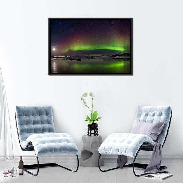 Flash Of Aurora Polaris Canvas Wall Art-5 Horizontal-Gallery Wrap-22" x 12"-Tiaracle