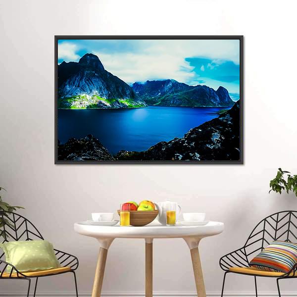 Flat Water In Quite Fjord Canvas Wall Art-3 Horizontal-Gallery Wrap-25" x 16"-Tiaracle