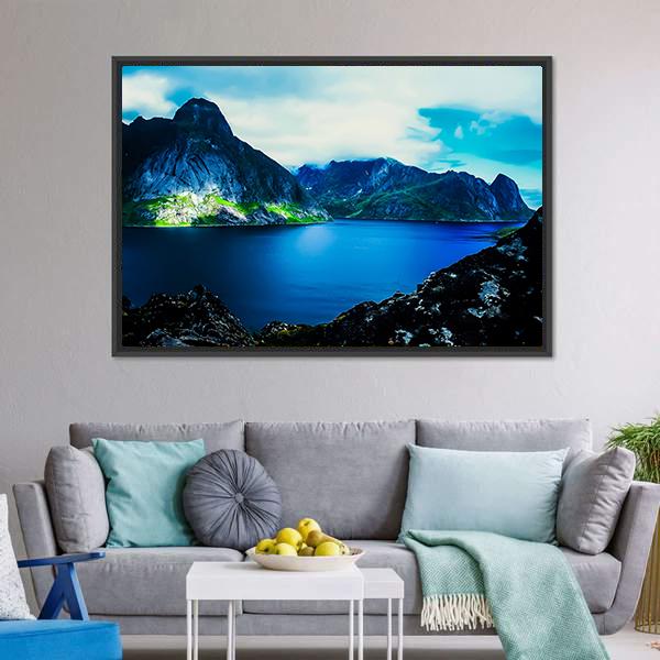 Flat Water In Quite Fjord Canvas Wall Art-3 Horizontal-Gallery Wrap-25" x 16"-Tiaracle