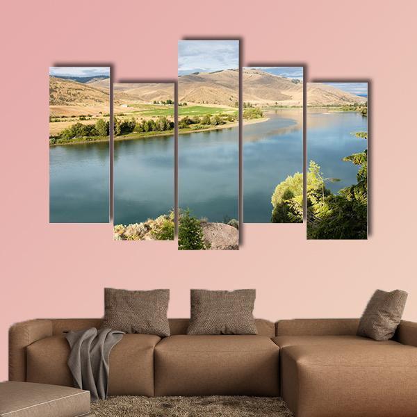 Flathead River In Montana Canvas Wall Art-5 Pop-Gallery Wrap-47" x 32"-Tiaracle