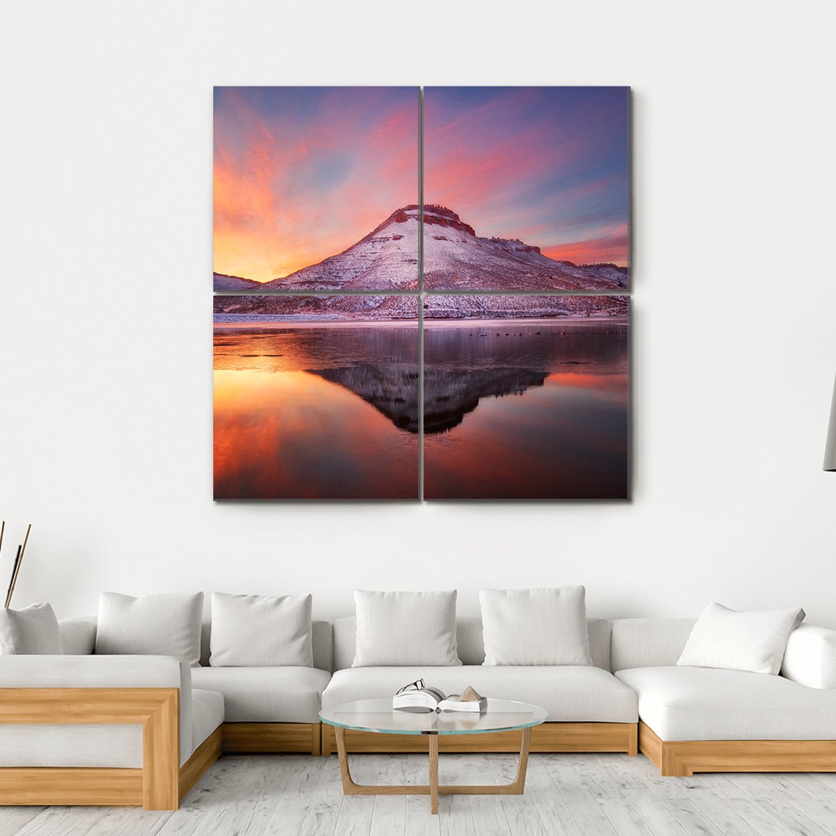 Flatiron Reservoir In Winter Canvas Wall Art-4 Square-Gallery Wrap-17" x 17"-Tiaracle