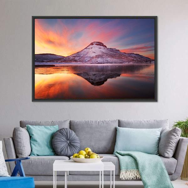 Flatiron Reservoir In Winter Canvas Wall Art-5 Horizontal-Gallery Wrap-22" x 12"-Tiaracle