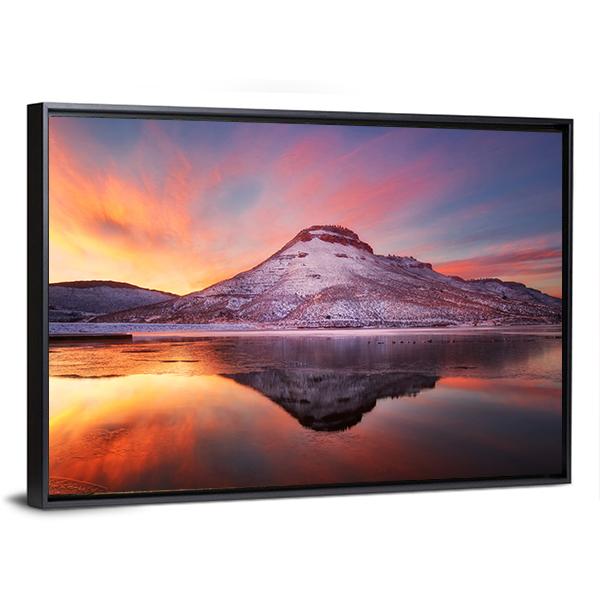 Flatiron Reservoir In Winter Canvas Wall Art-5 Horizontal-Gallery Wrap-22" x 12"-Tiaracle