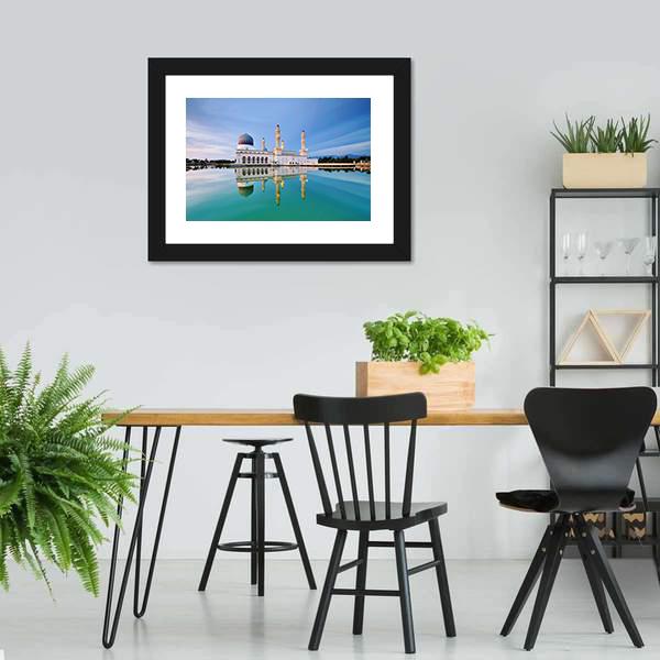 Floating Mosque Malaysia Canvas Wall Art-5 Horizontal-Gallery Wrap-22" x 12"-Tiaracle
