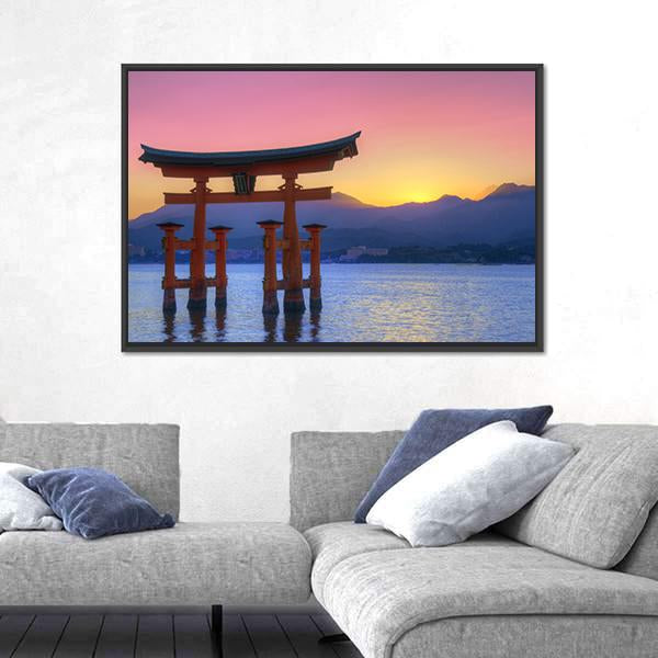 Floating Torii Gate Canvas Wall Art-1 Piece-Floating Frame-24" x 16"-Tiaracle