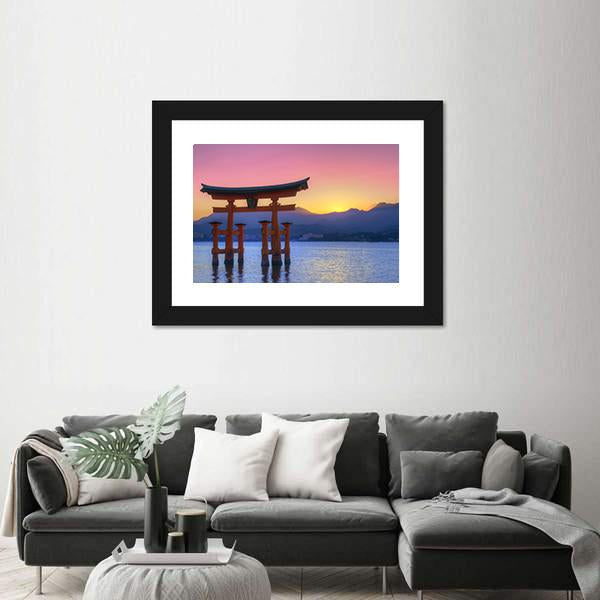 Floating Torii Gate Canvas Wall Art-1 Piece-Framed Print-20" x 16"-Tiaracle