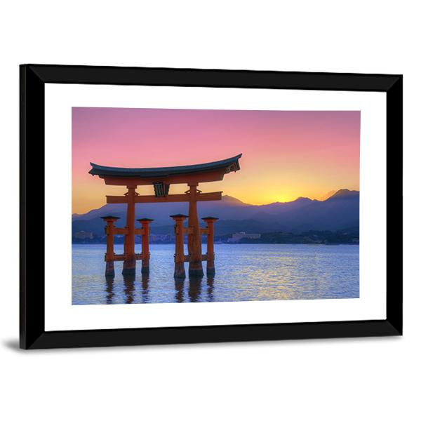 Floating Torii Gate Canvas Wall Art-5 Horizontal-Gallery Wrap-22" x 12"-Tiaracle