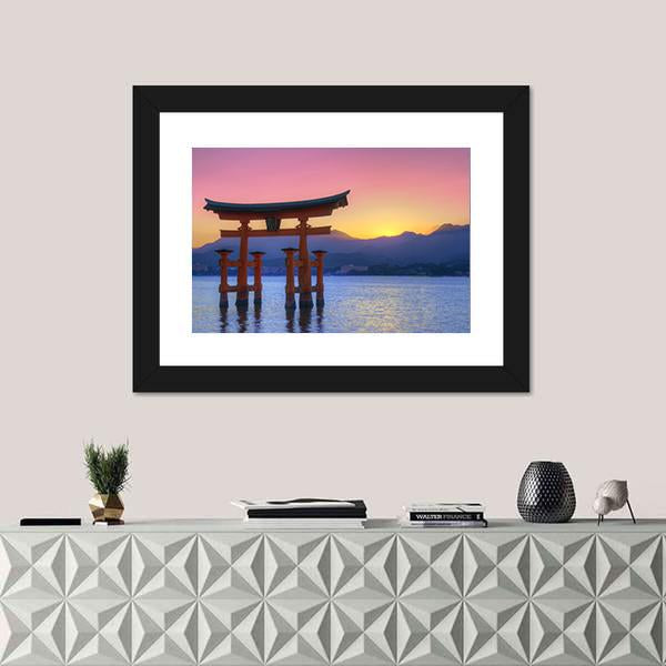 Floating Torii Gate Canvas Wall Art-3 Horizontal-Gallery Wrap-25" x 16"-Tiaracle