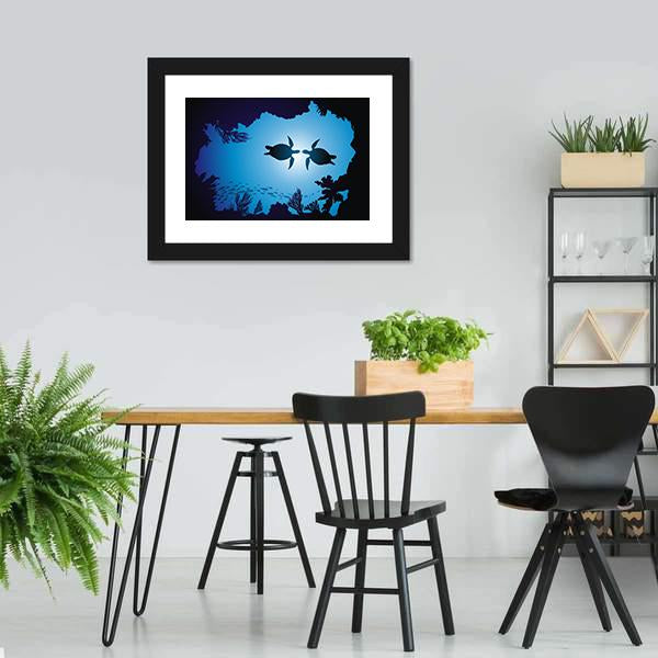 Floating Turtles Canvas Wall Art-5 Horizontal-Gallery Wrap-22" x 12"-Tiaracle
