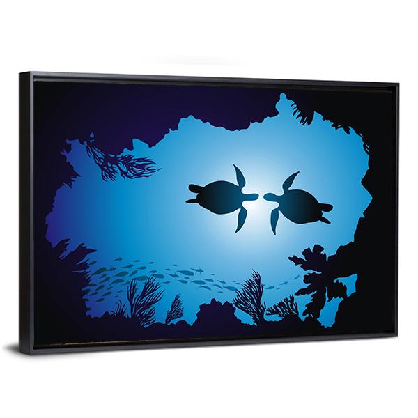 Floating Turtles Canvas Wall Art-5 Horizontal-Gallery Wrap-22" x 12"-Tiaracle