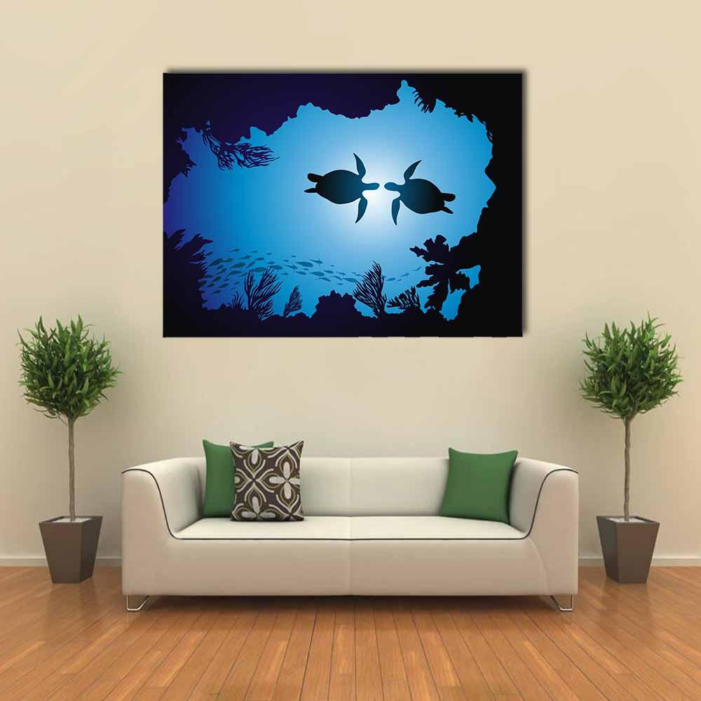 Floating Turtles Canvas Wall Art-1 Piece-Gallery Wrap-24" x 16"-Tiaracle