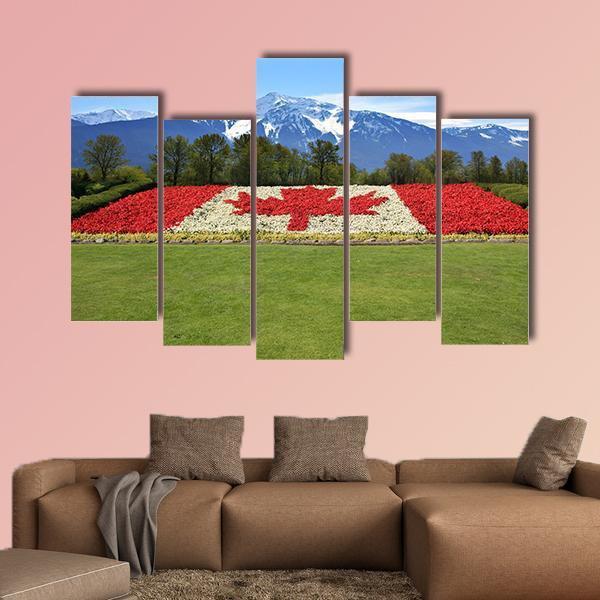 Floral Canadian Flag Canvas Wall Art-5 Pop-Gallery Wrap-47" x 32"-Tiaracle