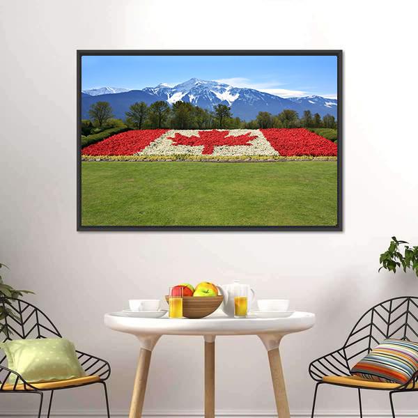 Floral Canadian Flag Canvas Wall Art-3 Horizontal-Gallery Wrap-25" x 16"-Tiaracle