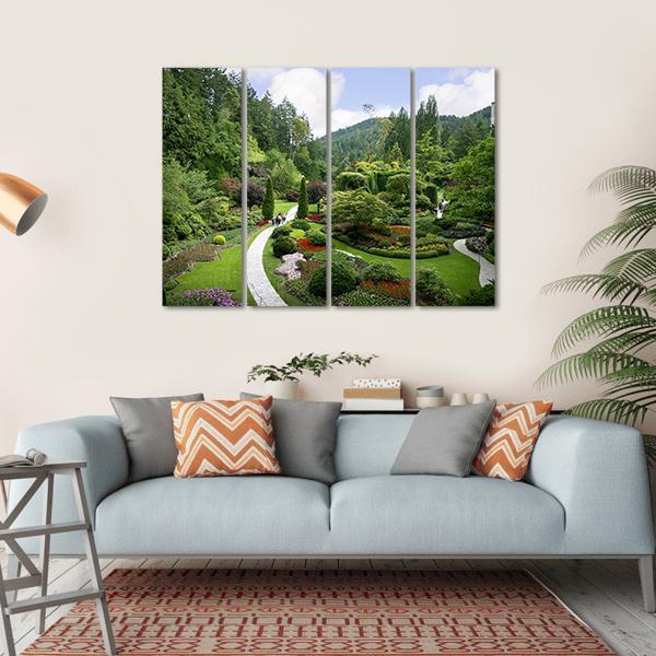 Beautiful Butchart Garden Canvas Wall Art-4 Horizontal-Gallery Wrap-34" x 24"-Tiaracle