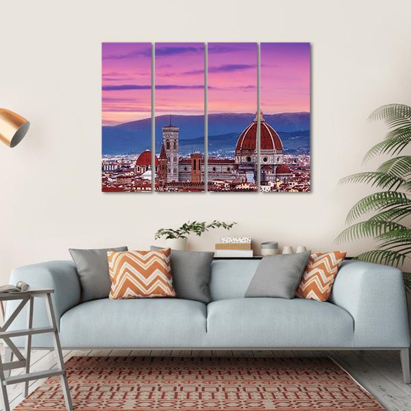 Florence City Skyline Canvas Wall Art-4 Horizontal-Gallery Wrap-34" x 24"-Tiaracle