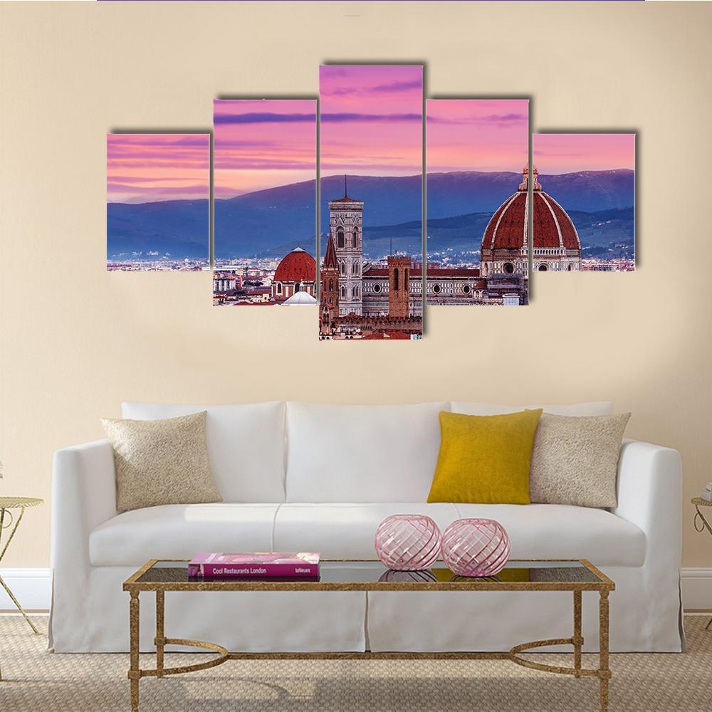 Florence City Skyline Canvas Wall Art-5 Star-Gallery Wrap-62" x 32"-Tiaracle