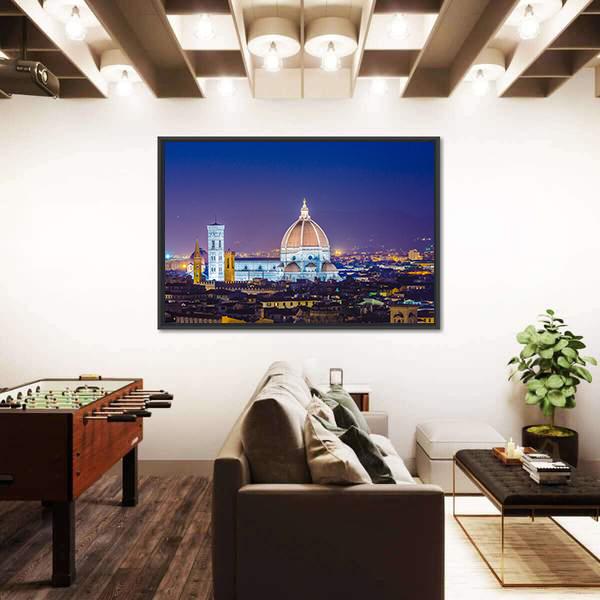Florence During Evening Hours Canvas Wall Art-5 Horizontal-Gallery Wrap-22" x 12"-Tiaracle