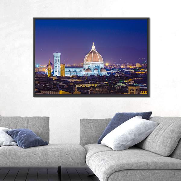 Florence During Evening Hours Canvas Wall Art-3 Horizontal-Gallery Wrap-25" x 16"-Tiaracle