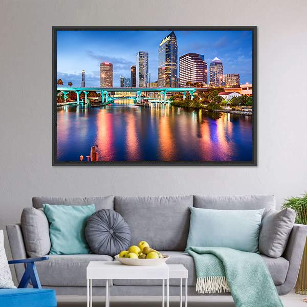 Florida Downtown City Canvas Wall Art-5 Horizontal-Gallery Wrap-22" x 12"-Tiaracle