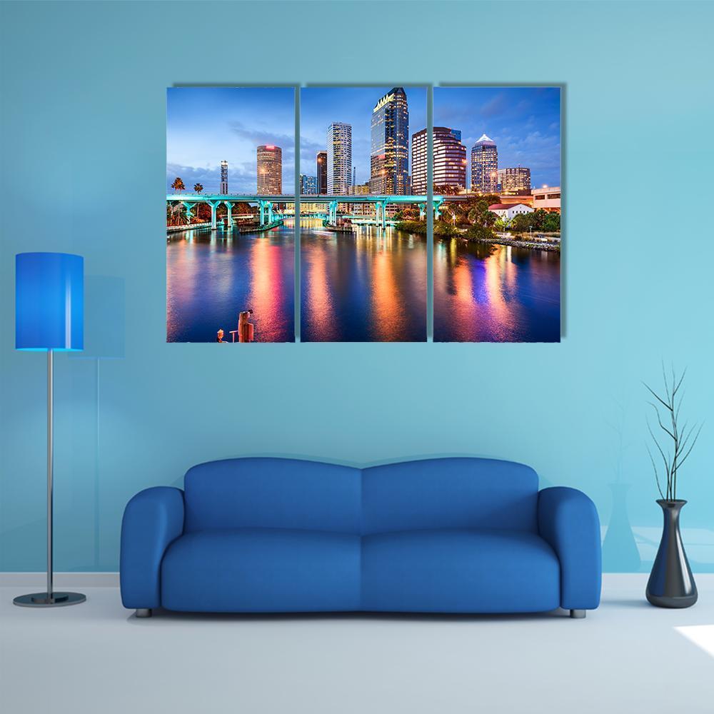 Florida Downtown City Canvas Wall Art-3 Horizontal-Gallery Wrap-37" x 24"-Tiaracle