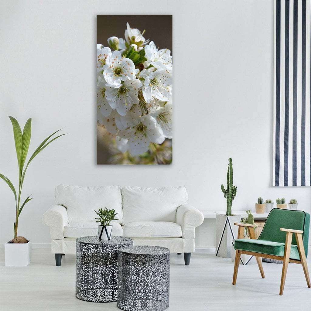 Flowery Branch On Tree Vertical Canvas Wall Art-1 Vertical-Gallery Wrap-12" x 24"-Tiaracle