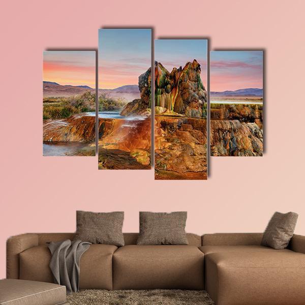 Fly Geyser Nevada Canvas Wall Art-4 Pop-Gallery Wrap-50" x 32"-Tiaracle