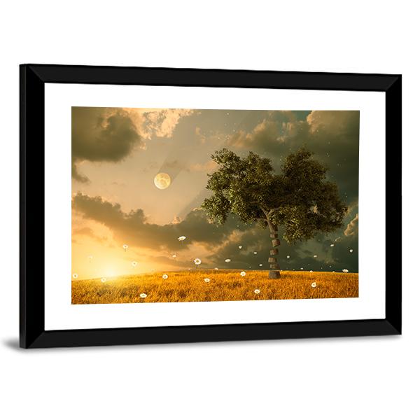 Flying Flowers & Tree Canvas Wall Art-3 Horizontal-Gallery Wrap-25" x 16"-Tiaracle